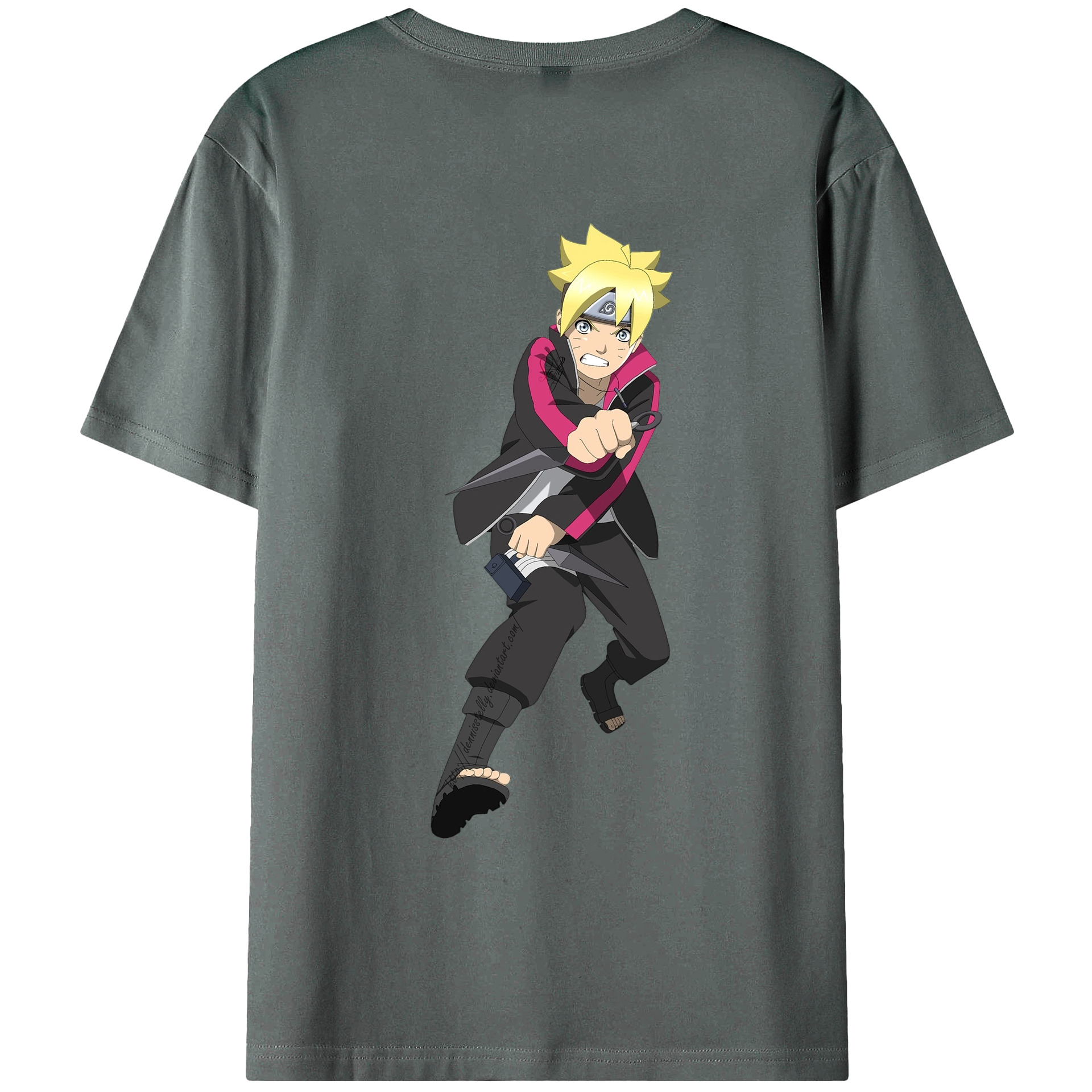 （画像用） NARUTO -ナルト- うずまき ボルト Uzumaki Boruto 綿100％ メンズ半袖Tシャツ（バックプリント） 通気性